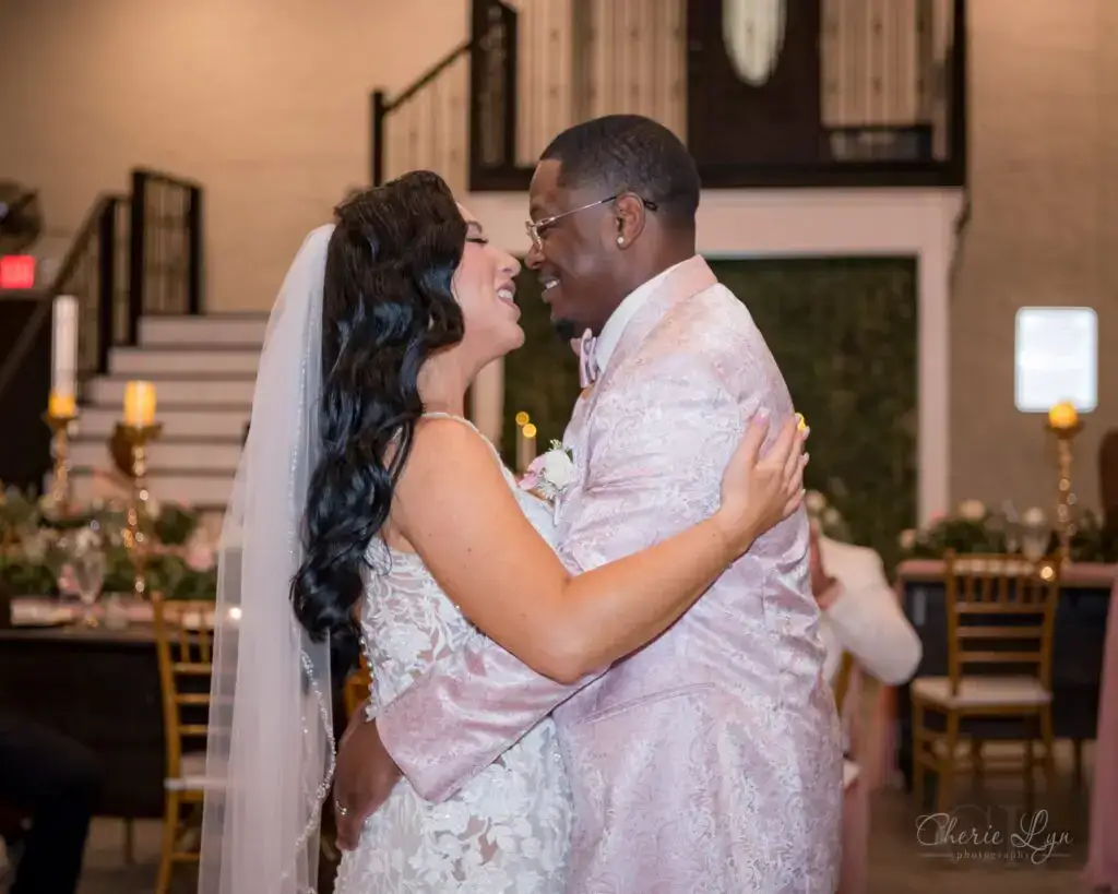Couple sharing their first dance during an intimate luxury elopement at Bonita Ranch wedding venue in Melbourne, Florida