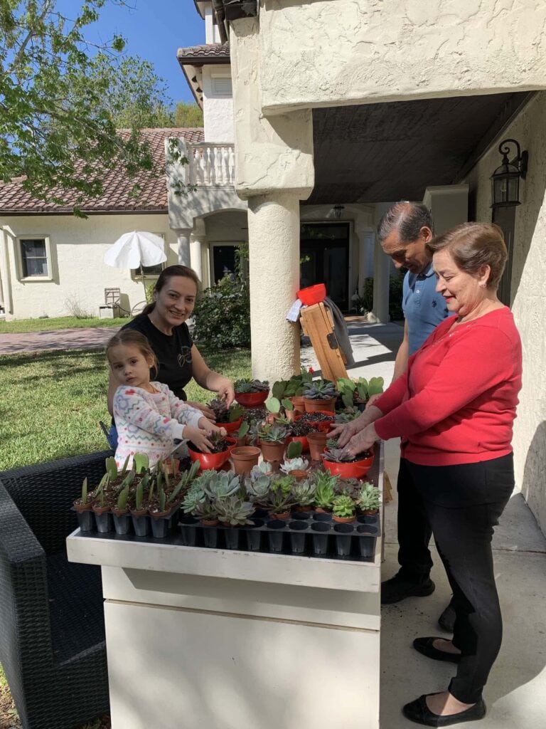 Bonita Ranch family preparing succulents for a plant workshop at their nursery in Melbourne Florida