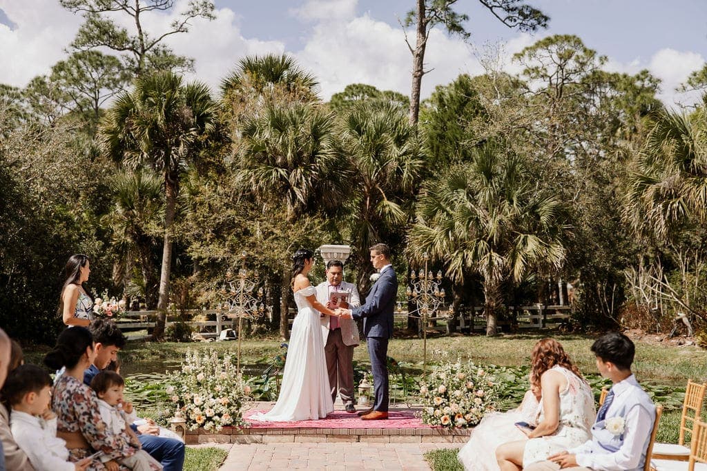 Intimate destination micro wedding ceremony at Bonita Ranch outdoor venue in Florida