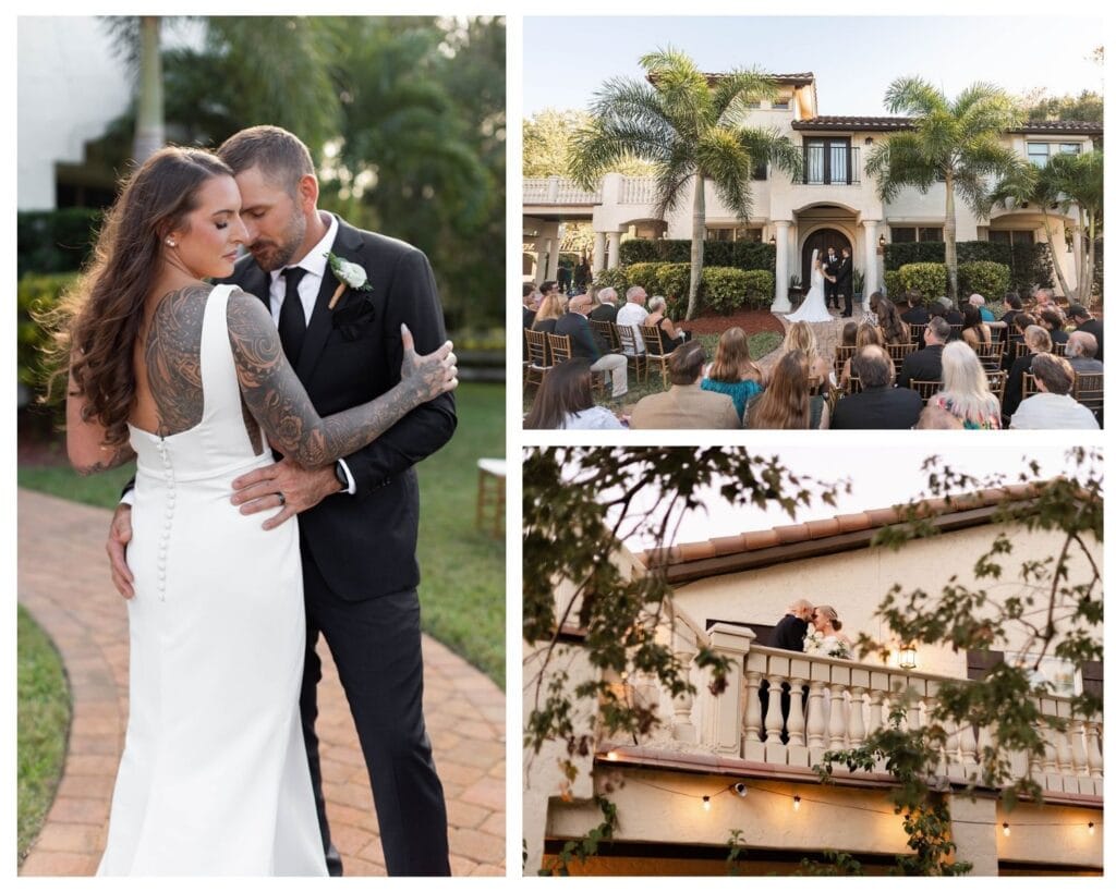 Real destination wedding couples at Bonita Ranch, a Mediterranean garden wedding venue in Melbourne, Florida.